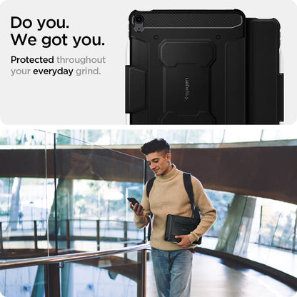 ACS02054 - iPad Air 10.9" (2022 / 2020) Case Rugged Armor Pro in black showing the protection throughout your everyday grind