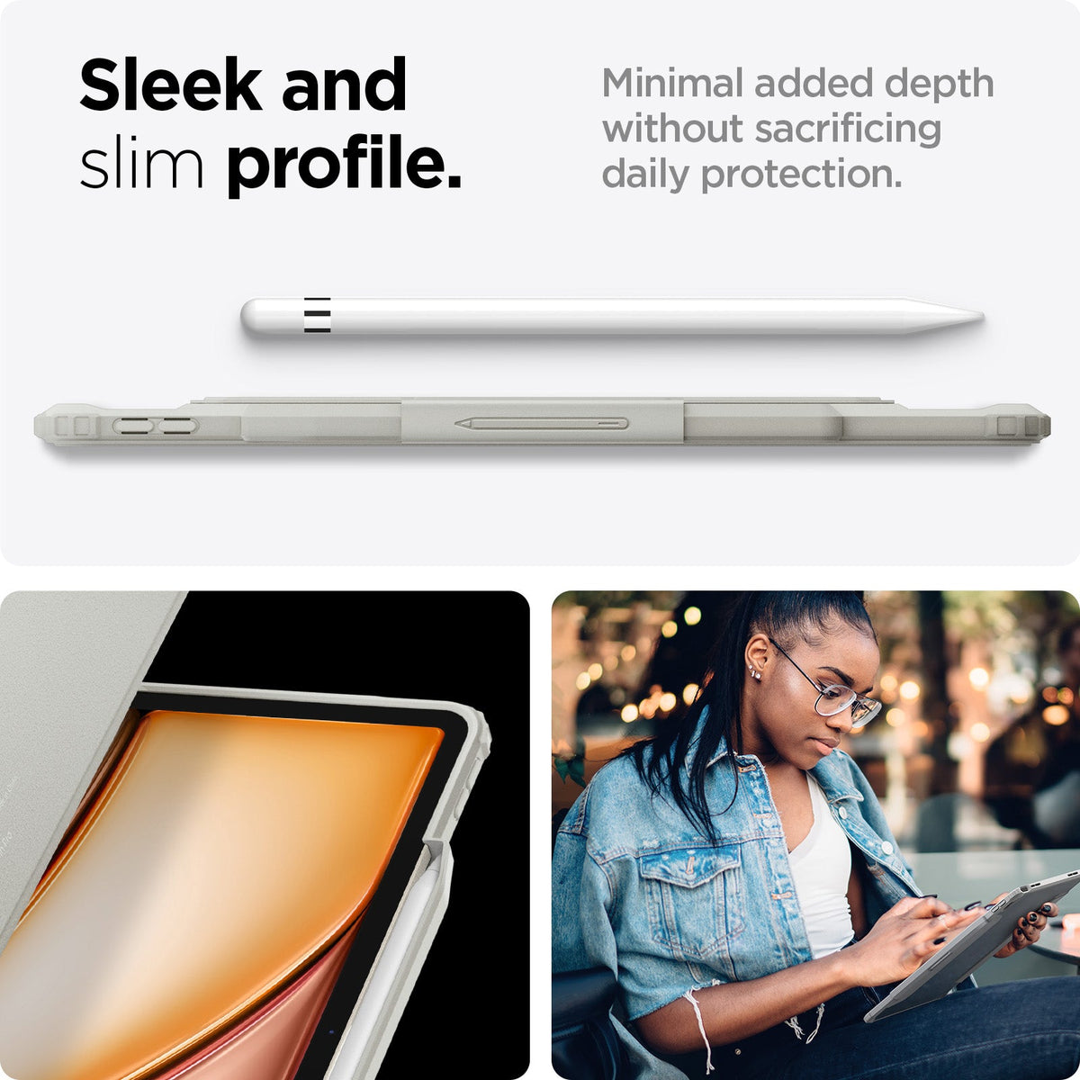 ACS07677 - iPad Air 12.9-inch Case Air Skin Pro in Gray showing the sleek and slim profile. Minimal added depth without sacrificing daily protection