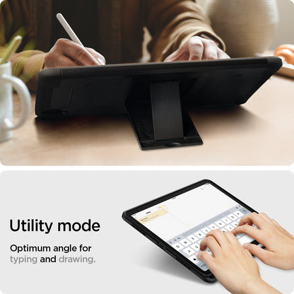 ACS02051 - iPad Air 10.9" (2022 / 2020) Case Tough Armor Pro in black showing the utility mode. Optimum angle for typing and drawing
