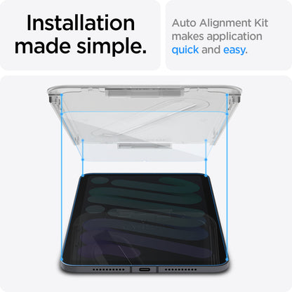 AGL03824 - iPad Mini 6 Screen Protector EZ FIT GLAS.tR showing the installation made simple. Auto Alignment Kit makes application quick and easy