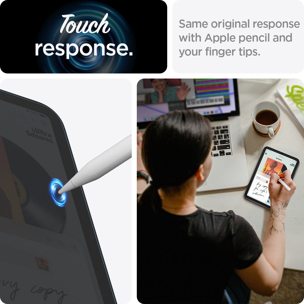 AGL03824 - iPad Mini 6 Screen Protector EZ FIT GLAS.tR showing the touch response. Same original response with Apple pencil and your finger tips