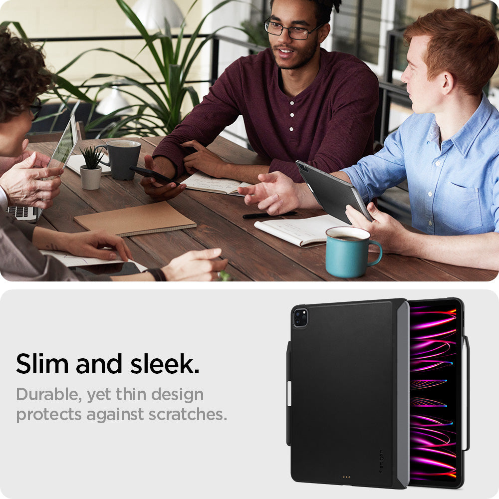 ACS05468 - iPad Pro 12.9" Case Thin Fit Pro in black showing the slim and sleek. Durable, yet thin design protects against scratches