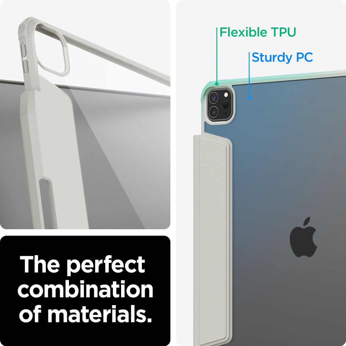 ACS06076 - iPad Pro 12.9" Case Air Skin Pro in gray showing the perfect combination of materials. Flexible TPU and Sturdy PC