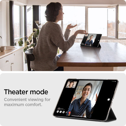 ACS05466 - iPad Pro 11" (2022/2021/2020/2018) Case Liquid Air Folio in black showing the theater mode. Convenient viewing for maximum comfort