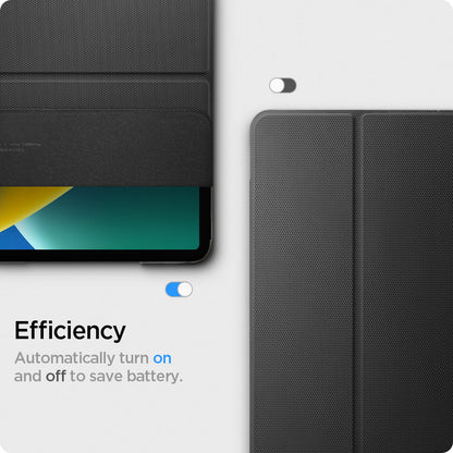 ACS05466 - iPad Pro 11" (2022/2021/2020/2018) Case Liquid Air Folio in black showing the efficiency. Automatically turn on and off to save battery