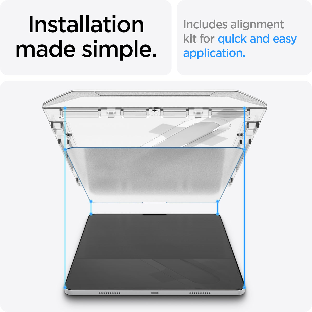 AGL02761 - iPad Pro 11" Screen Protector Paper Touch EZ Fit showing the installation made simple. Includes alignment kit for quick and easy application