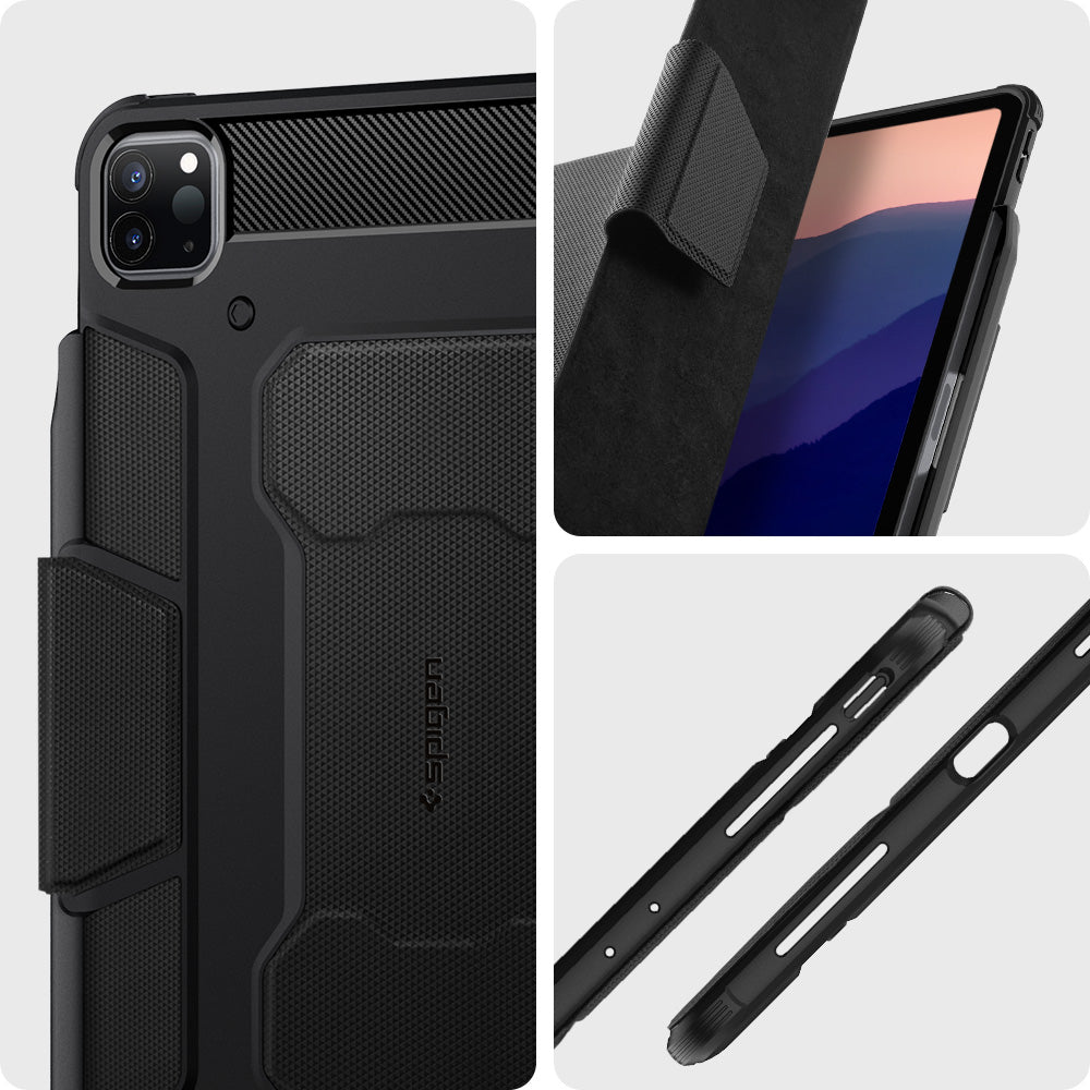 ACS02889 - iPad Pro 12.9-inch Case Rugged Armor Pro in Black showing the different angles
