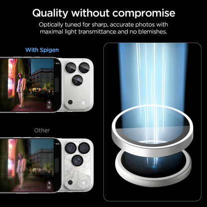 AGL12046 - iPhone 18 Pro Max / iPhone 18 Pro Optik Pro EZ Fit Lens Protector in Silver showing lens protectors designed for clear light transmission and sharp photo quality without visual interference.