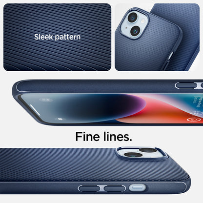 ACS05066 - iPhone 14 Case Mag Armor (MagFit) in navy blue showing sleek pattern. fine lines