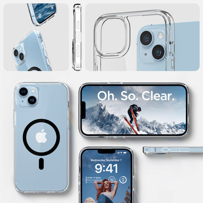 ACS04903 - iPhone 14 Plus Case Ultra Hybrid (MagFit) in black showing oh. so. clear.