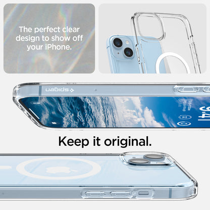 ACS04902 - iPhone 14 Plus Case Ultra Hybrid (MagFit) in white showing the perfect clear design to show off your iPhone. Keep it original.