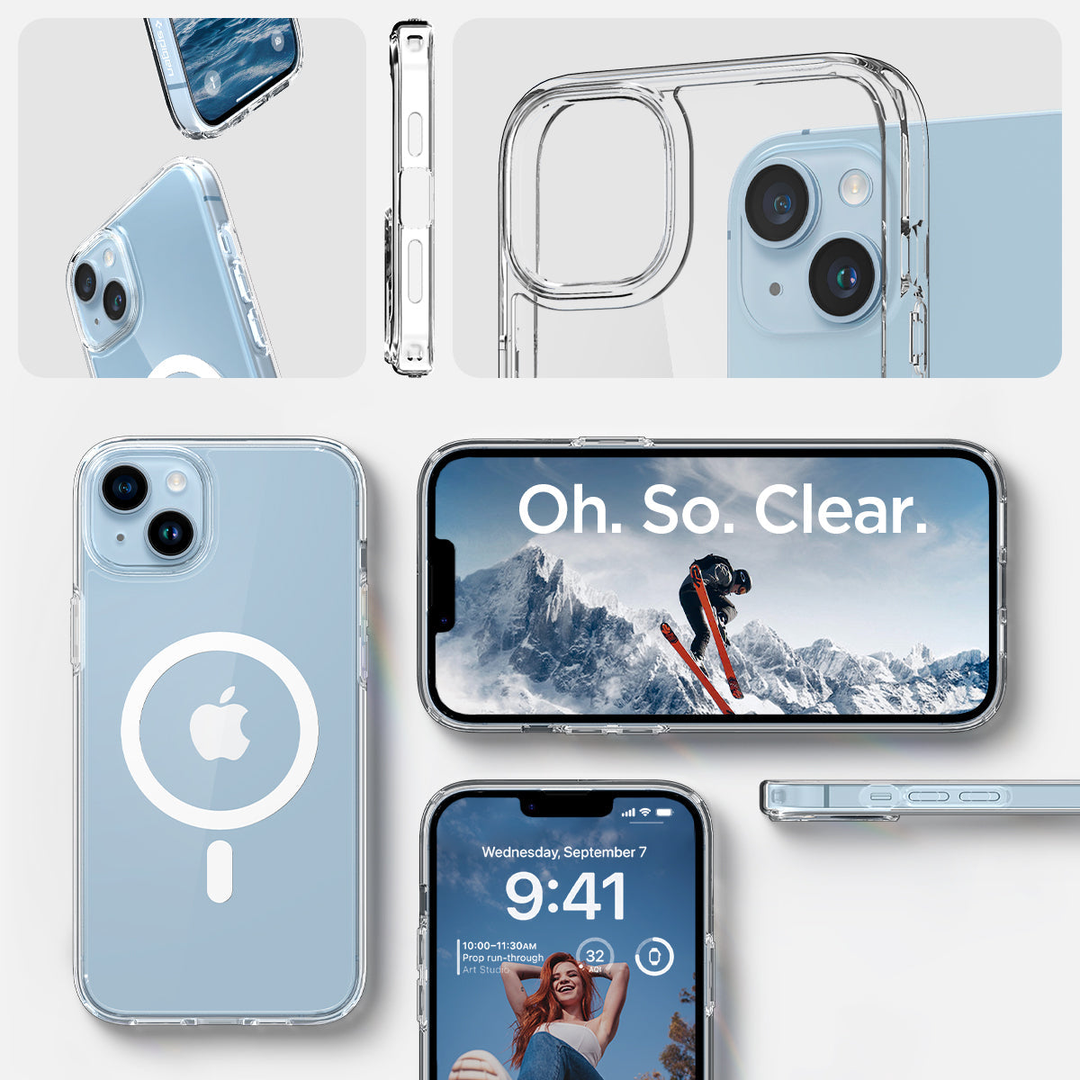 ACS04902 - iPhone 14 Plus Case Ultra Hybrid (MagFit) in white showing oh. so. clear.
