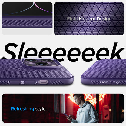 ACS05575 - iPhone 14 Pro Max Case Liquid Air in deep purple showing the fluid modern design. Sleek with refreshing style