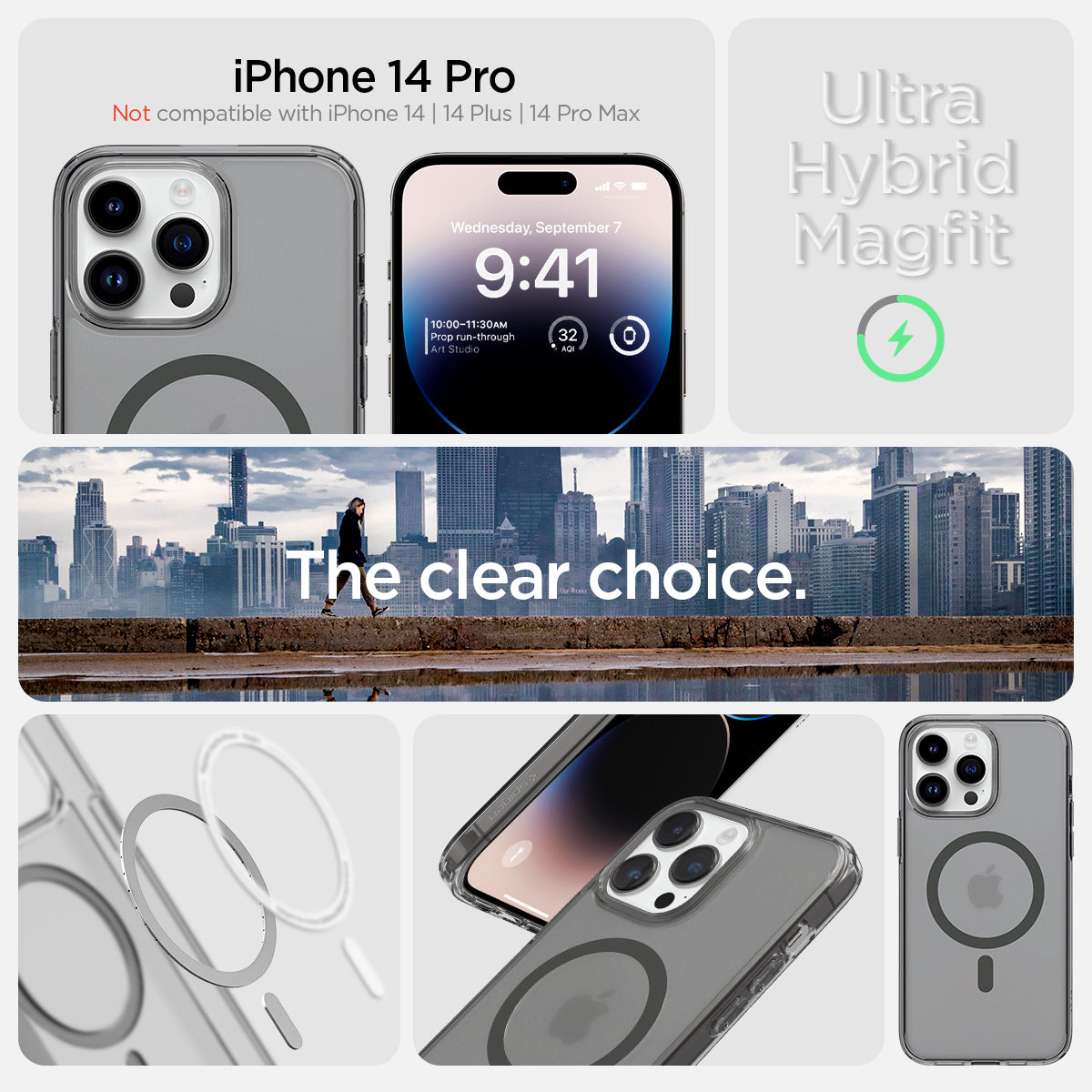 ACS05586 - iPhone 14 Pro Case Ultra Hybrid (MagFit) in frost black Not compatible with iPhone 14, 14plus, 14 pro max. ultra hybrid magfit. the clear choice