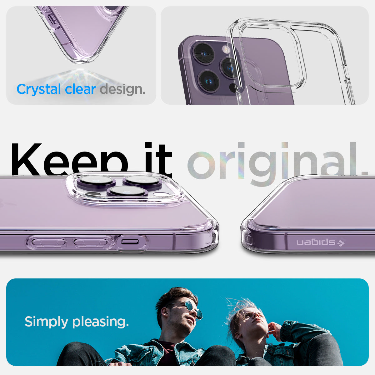 ACS04816 - iPhone 14 Pro Max Case Ultra Hybrid in crystal clear showing the crystal clear design