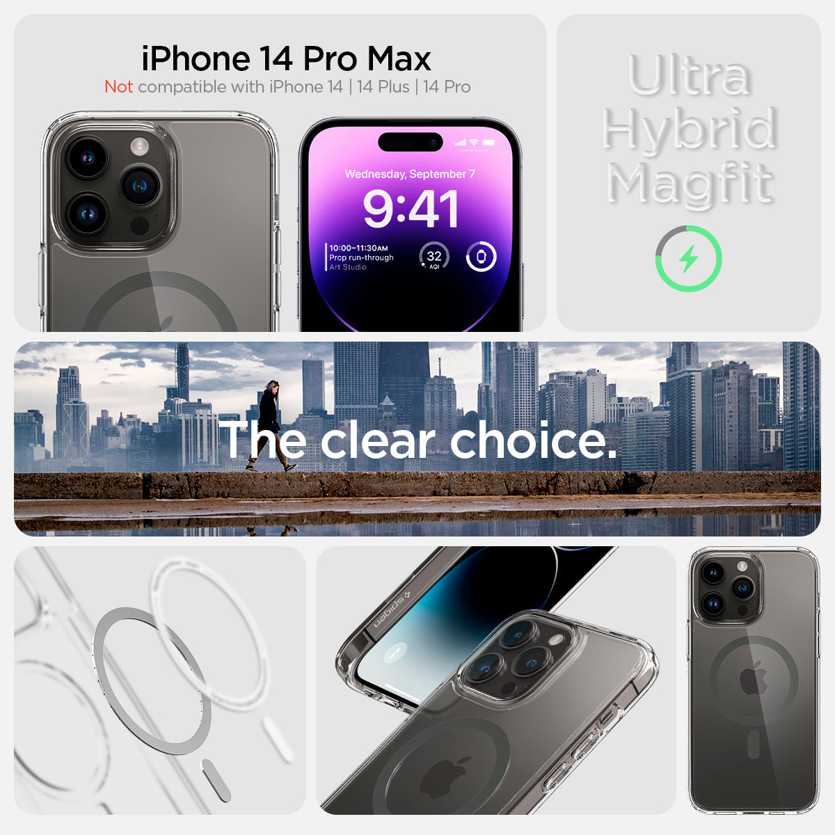 ACS04826 - iPhone 14 Pro Max Case Ultra Hybrid (MagFit) in graphite Not compatible with iPhone 14, 14plus, 14 pro. ultra hybrid magfit. the clear choice
