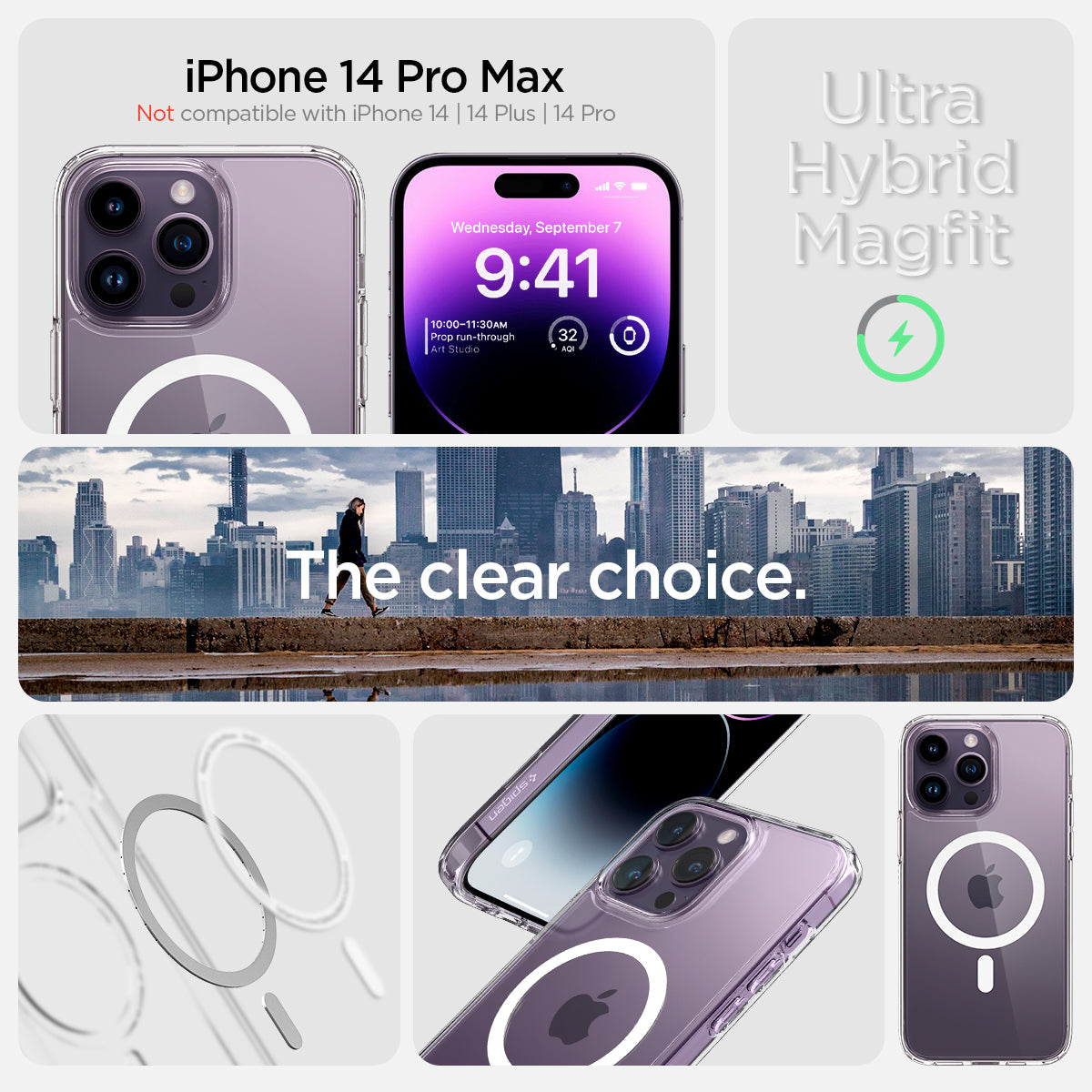 ACS04825 - iPhone 14 Pro Max Case Ultra Hybrid (MagFit) in white Not compatible with iPhone 14, 14plus, 14 pro. ultra hybrid magfit. the clear choice