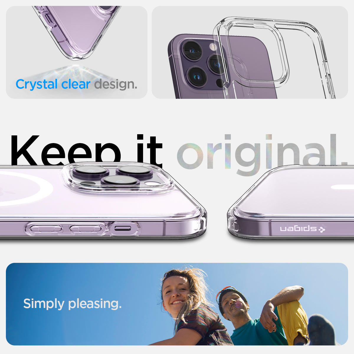 ACS04825 - iPhone 14 Pro Max Case Ultra Hybrid (MagFit) in white crystal clear design. Keep it original. Simply pleasing