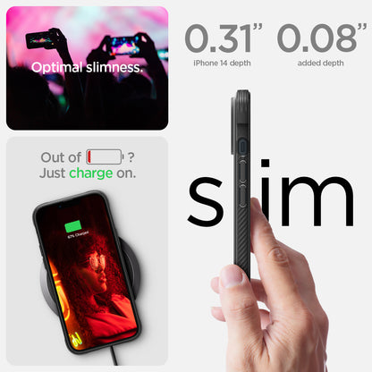 ACS05036 - iPhone 14 Case Rugged Armor (MagFit) in matte black out of battery? just charge on. slim optimal slimness.