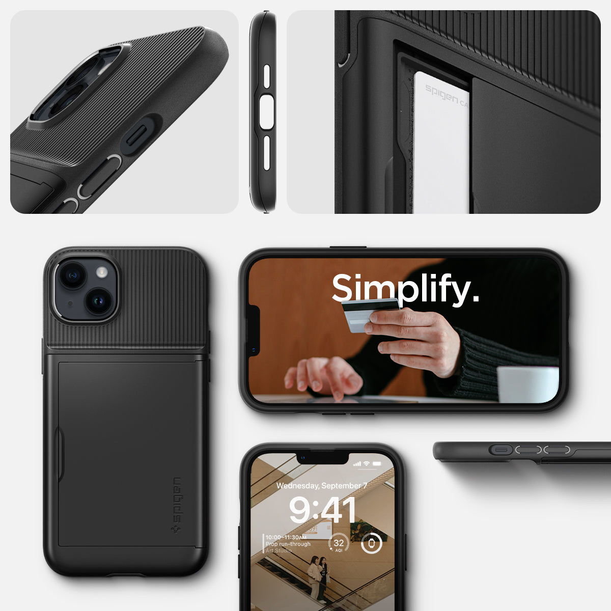 ACS05058 - iPhone 14 Case Slim Armor CS in black showing simplify and detail.