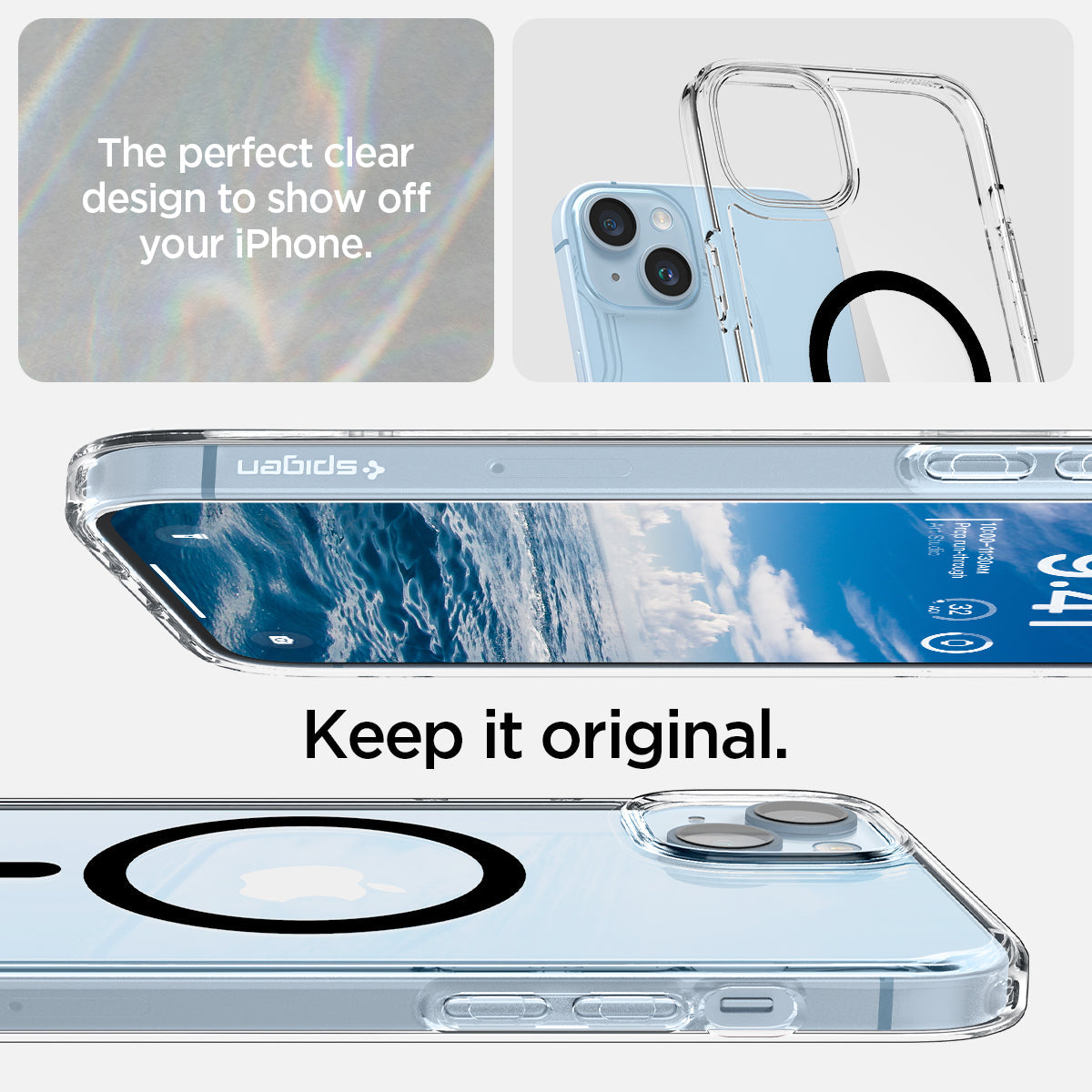 ACS05049 - iPhone 14 Case Ultra Hybrid (MagFit) in black showing the perfect clear design to show off your iPhone. Keep it original.