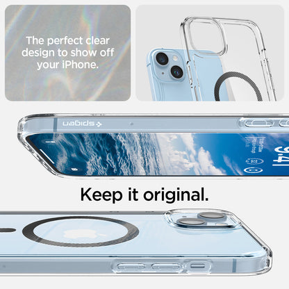 ACS05050 - iPhone 14 Case Ultra Hybrid (MagFit) in carbon fiber showing the perfect clear design to show off your iPhone. Keep it original.