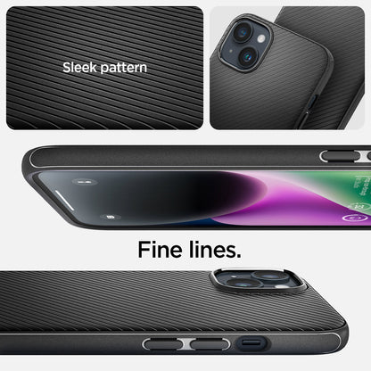 ACS04918 - iPhone 14 Plus Case Mag Armor (MagFit) in matte black showing sleek pattern. fine lines