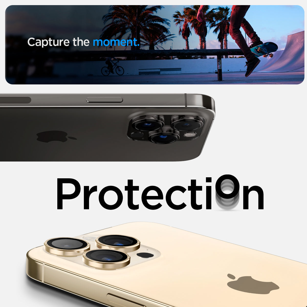 AGL05598 - iPhone 14 Pro / 14 Pro Max Optik Pro Lens Protector in gold capture the moment. Protection.