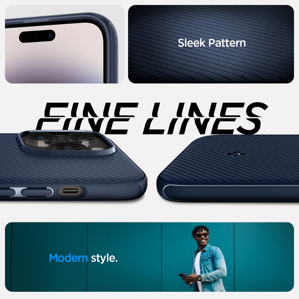 ACS04845 - iPhone 14 Pro Max Case Mag Armor (MagFit) showing sleek pattern. fine lines. modern style