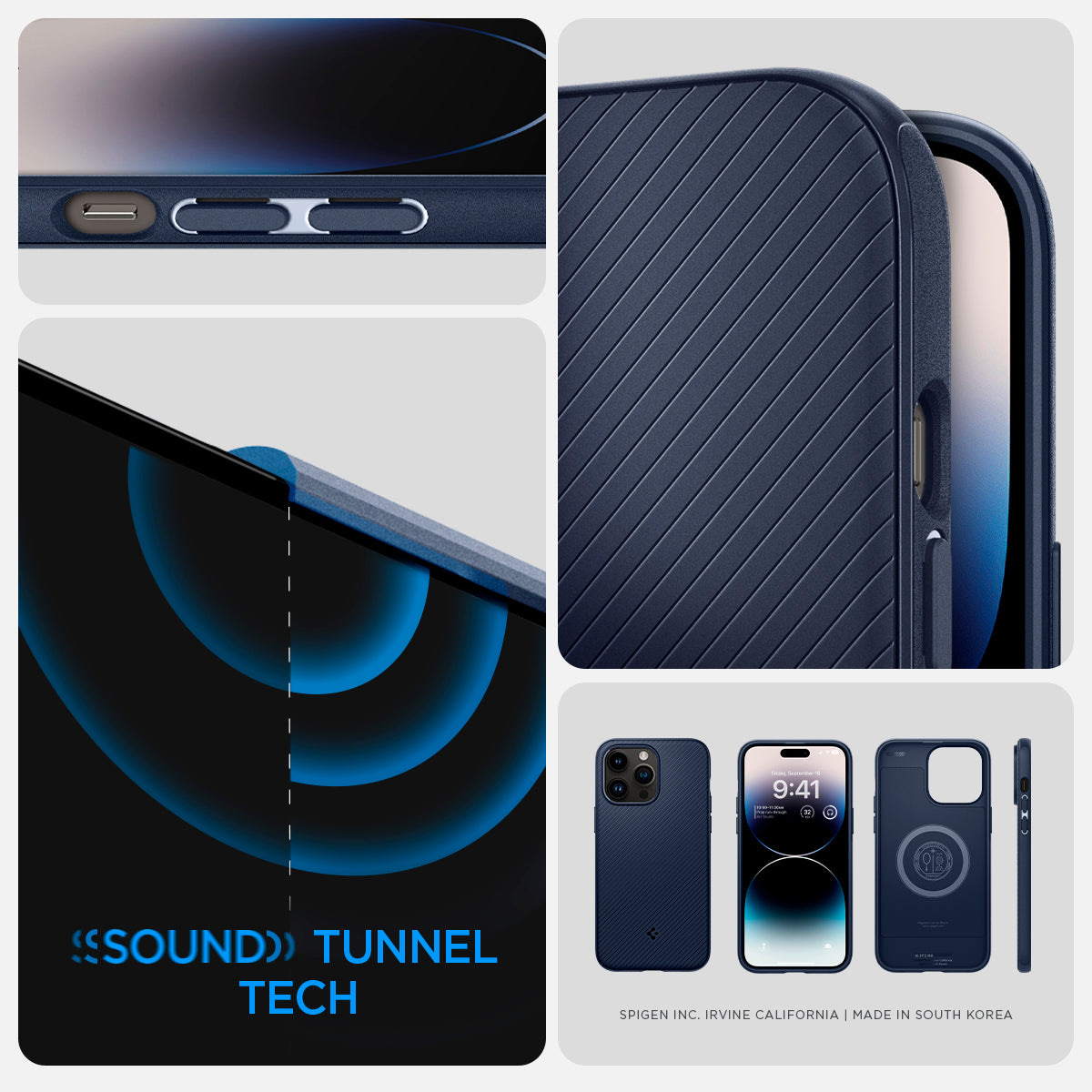 ACS04845 - iPhone 14 Pro Max Case Mag Armor (MagFit) showing sound tunnel tech