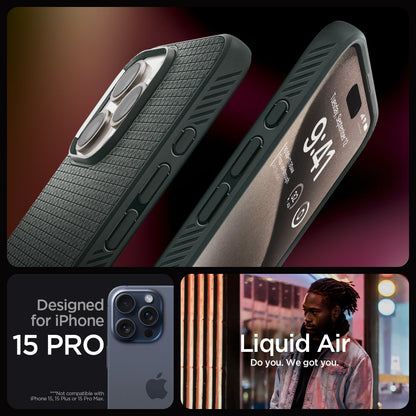 ACS06706 - iPhone 15 Pro Case Liquid Air in abyss green designed for iPhone 15 Pro. Not compatible with iPhone 15, 15 Plus or 15 Pro Max