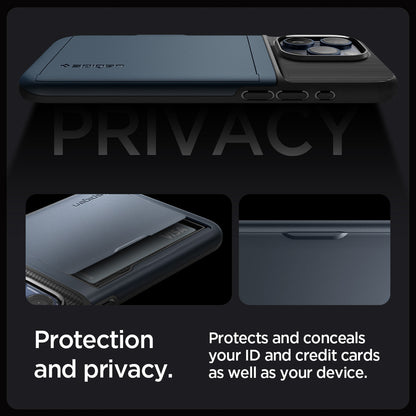 ACS06591 - iPhone 15 Pro Max Case Slim Armor CS in metal slate protection and privacy. Protects and conceals out ID and credit cards as well as your device.
