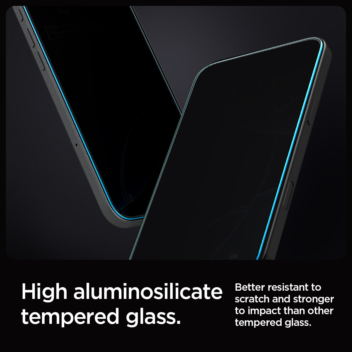 AGL07929 - iPhone 16 Pro GLAS.tR EZ Fit Privacy showing the high aluminosilicate tempered glass. Better resistant to scratch and stronger to impact than other tempered glass