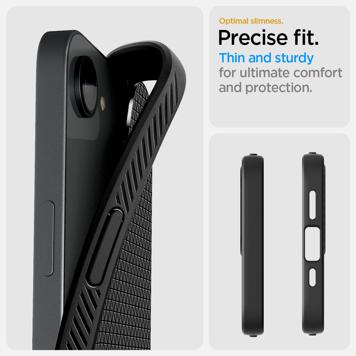 ACS09161 - iPhone 17e Case Liquid Air in Matte Black showing the optimal slimness. Precise fit, thin and sturdy for ultimate comfort and protection