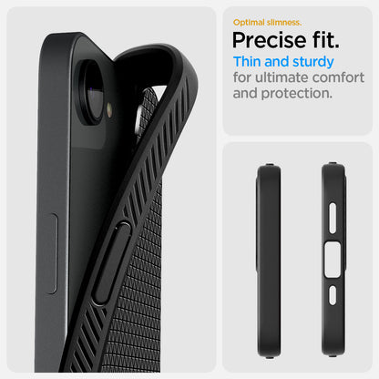 ACS09161 - iPhone 17e Case Liquid Air in Matte Black showing the optimal slimness. Precise fit, thin and sturdy for ultimate comfort and protection