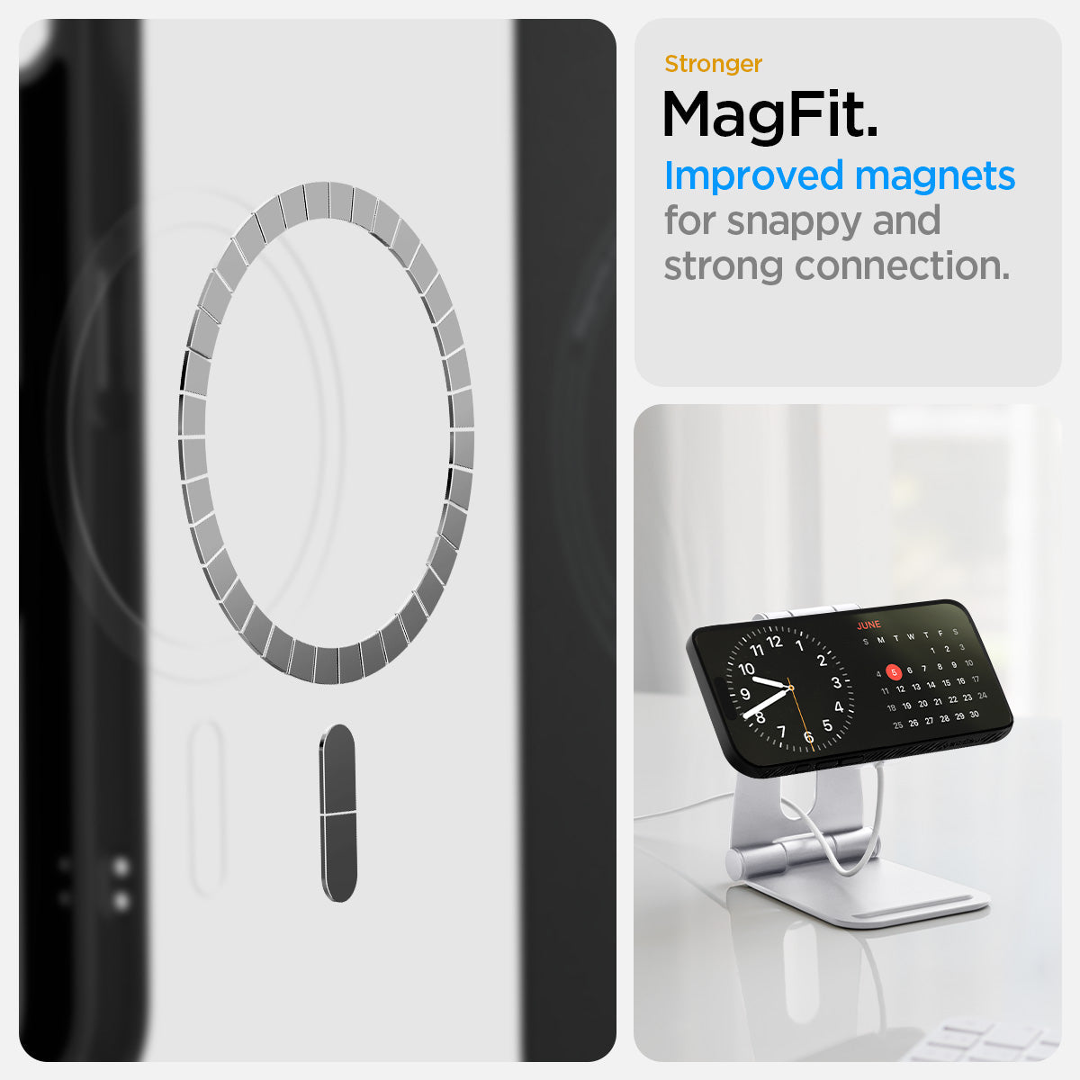 ACS09151 - iPhone 17e Case Liquid Air (MagFit) in Matte Black showing the stronger MagFit. Improved magnets for snappy and strong connection
