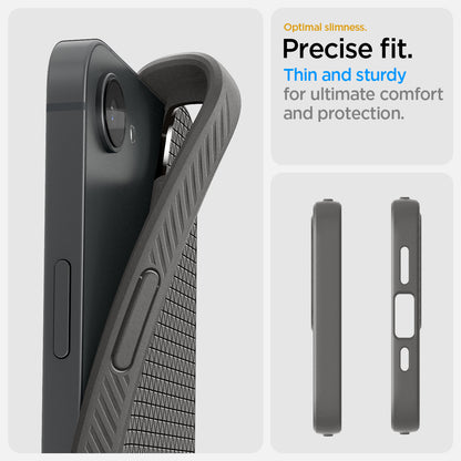 ACS09532 - iPhone 17e Case Liquid Air in Marble Gray showing the optimal slimness. Precise fit. Thin and sturdy for ultimate comfort and protection