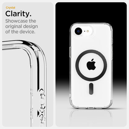 ACS09140 - iPhone 17e Case Ultra Hybrid (MagFit) in Carbon Fiber showing the crystal clarity. Showcase the original design of the device