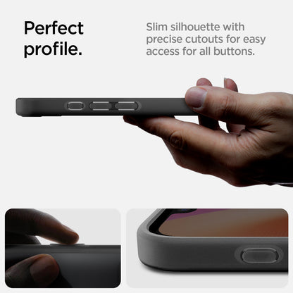 ACS09146 - iPhone 16e Case Ultra Hybrid Classic (MagFit) in Classic Black showing the perfect profile. Slim silhouette with precise cutouts for easy access for all buttons