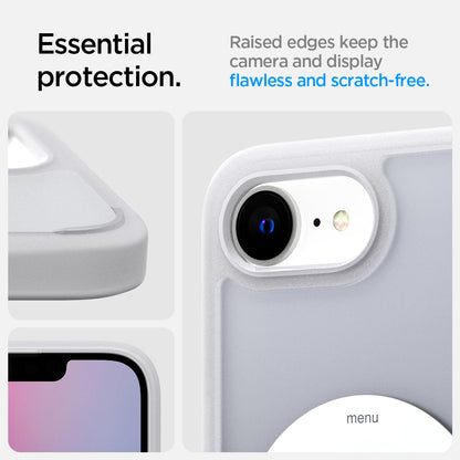 ACS09147 - iPhone 16e Case Ultra Hybrid Classic (MagFit) in Classic Silver showing the essential protection. Raised edges keep the camera and display flawless and scratch-free