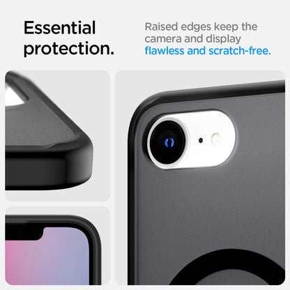 ACS09149 - iPhone 17e Case Ultra Hybrid S (MagFit) in Frost Black showing the essential protection. Raised edges kepp the camera and display flawless and scratch-free