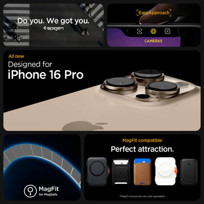ACS08151 - iPhone 16 Pro Case Enzo Aramid in Black Silver designed for iPhone 16 pro. magfit compatible perfect attraction.