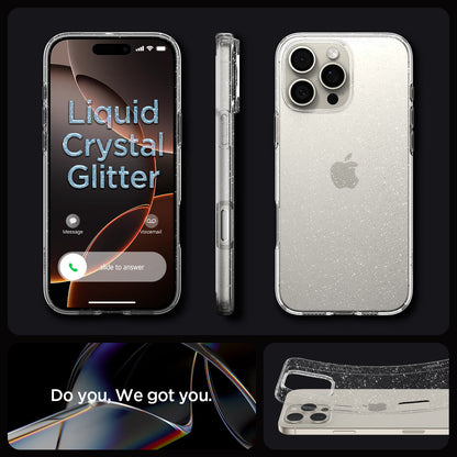 ACS08113 - iPhone 16 Pro Case Liquid Crystal Glitter in Crystal Quartz liquid crystal glitter. do you. we got you.