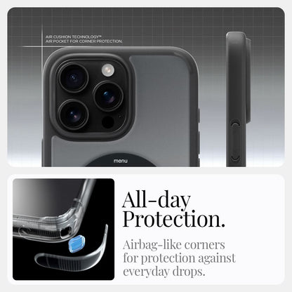 ACS08384 - iPhone 16 Pro Case Ultra Hybrid Classic (MagFit) in Classic Black all day protection. Airbag like corners for protection against everyday drops.