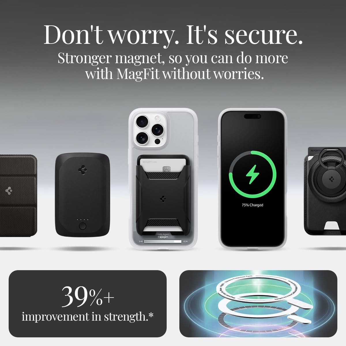 ACS08139 - iPhone 16 Pro Case Ultra Hybrid Classic (MagFit) in Classic Silver don't worry. It's secure. Stronger magnet, so you can do more with magfit without worries. 39%+ improvement in strength.