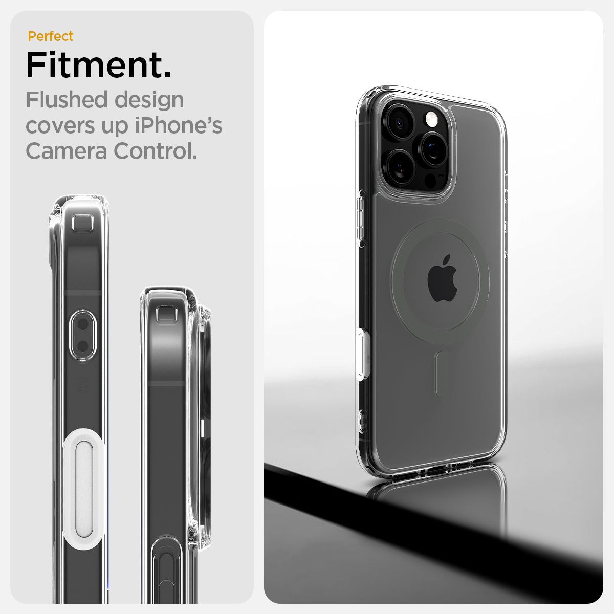 ACS08513- iPhone 16 Pro Graphite showing its perfect fitment. Flushed design overs up iPhone's camera control