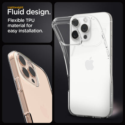 ACS07984 - iPhone 16 Pro Max Case Liquid Crystal in Crystal Clear lightweight fluid design. flexible TPU material for easy installation.