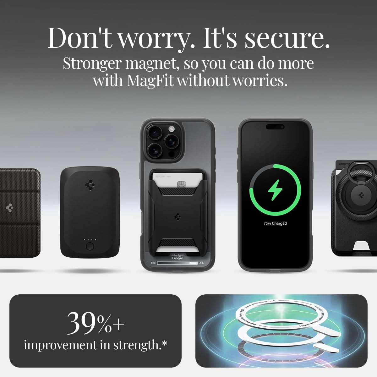 ACS08383 - iPhone 16 Pro Max Case Ultra Hybrid Classic (MagFit) in Classic Black don't worry. It's secure. Stronger magnet, so you can do more with magfit without worries. 39%+ improvement in strength.