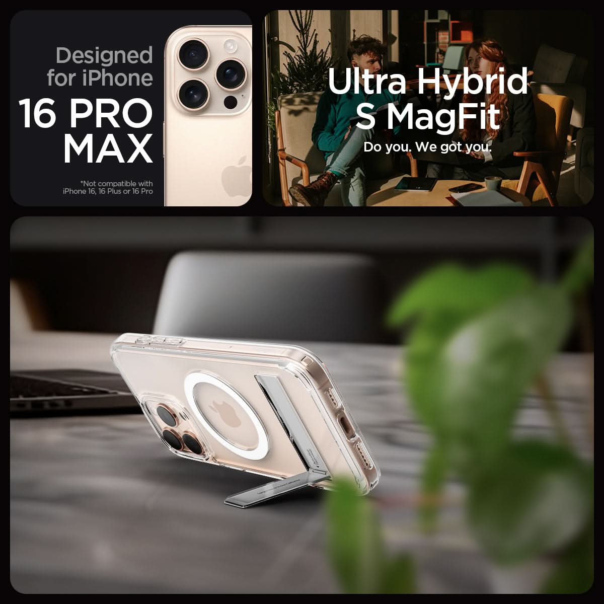 ACS08009 - iPhone 16 Pro Max Case Ultra Hybrid S (MagFit) in Crystal Clear designed for iPhone 16 pro max. ultra hybrid s magfit. do you. we got you.