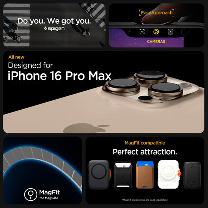 ACS08017 - iPhone 16 Pro Max Case Enzo Aramid in Black Silver designed for iPhone 16 pro max. magfit compatible perfect attraction.